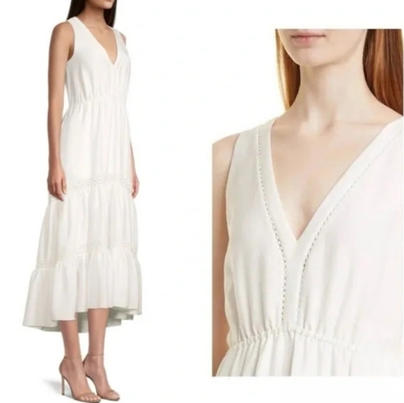 NWT$458 Kobi Halperin Claudette Tiered Sleeveless Midi Dress Size Large - Picture 2 of 16